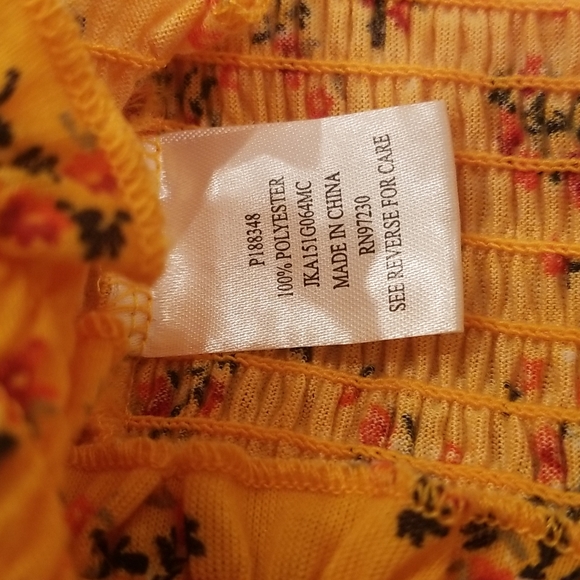 NWT Almost Famous Stretchy Floral Halter Tank Top, Orange Yellow color, size S - Picture 5 of 8